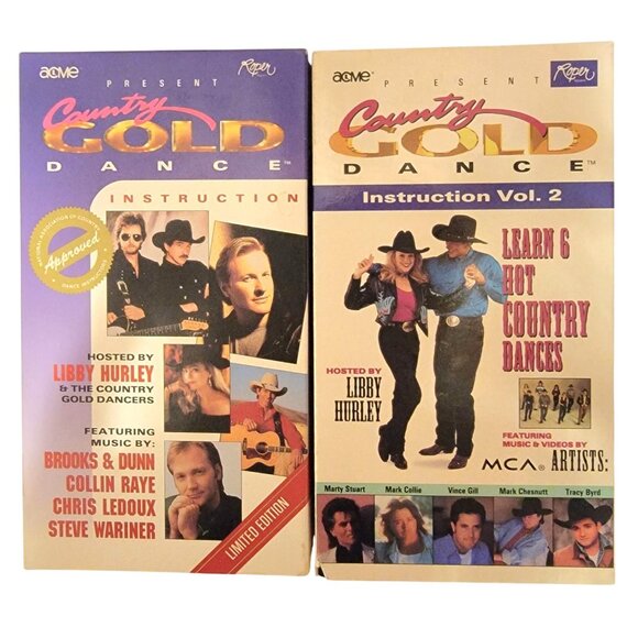 Country Gold Dance Instruction vol 1 2 VHS Movie Tape Lot Line Dancing Western - Picture 1 of 13